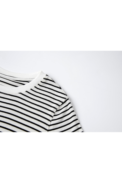 Black & White Striped Wool-Blend Relaxed Tee-VIMLYSTORE