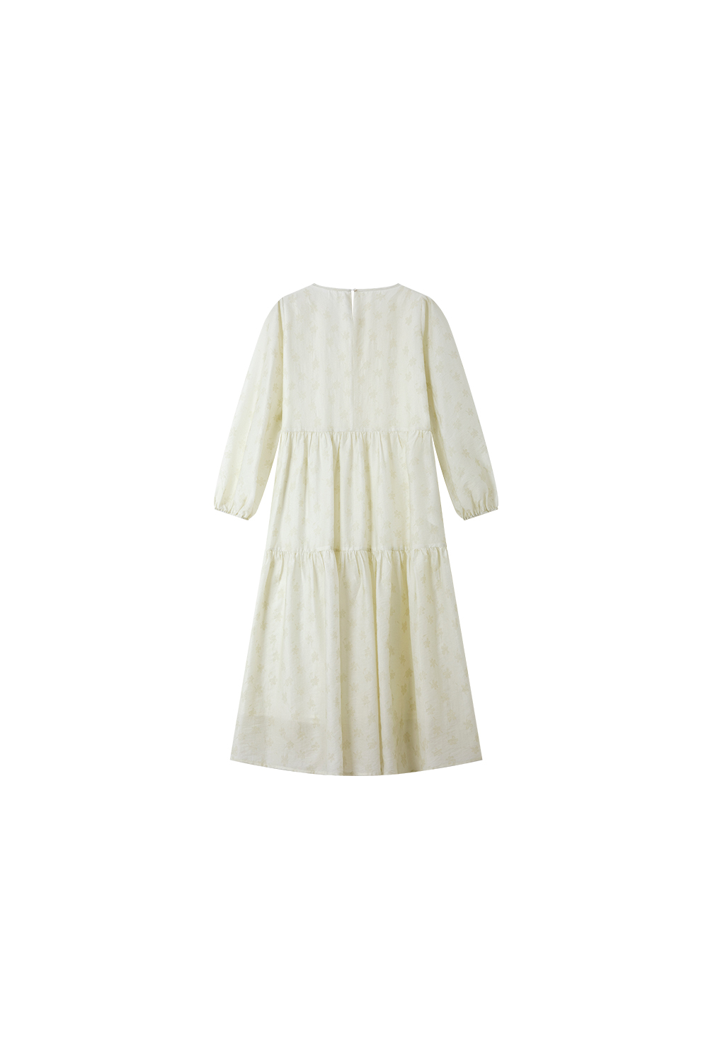 lyocell Embroidered Shift Dress with Bishop Sleeves-VIMLYSTORE