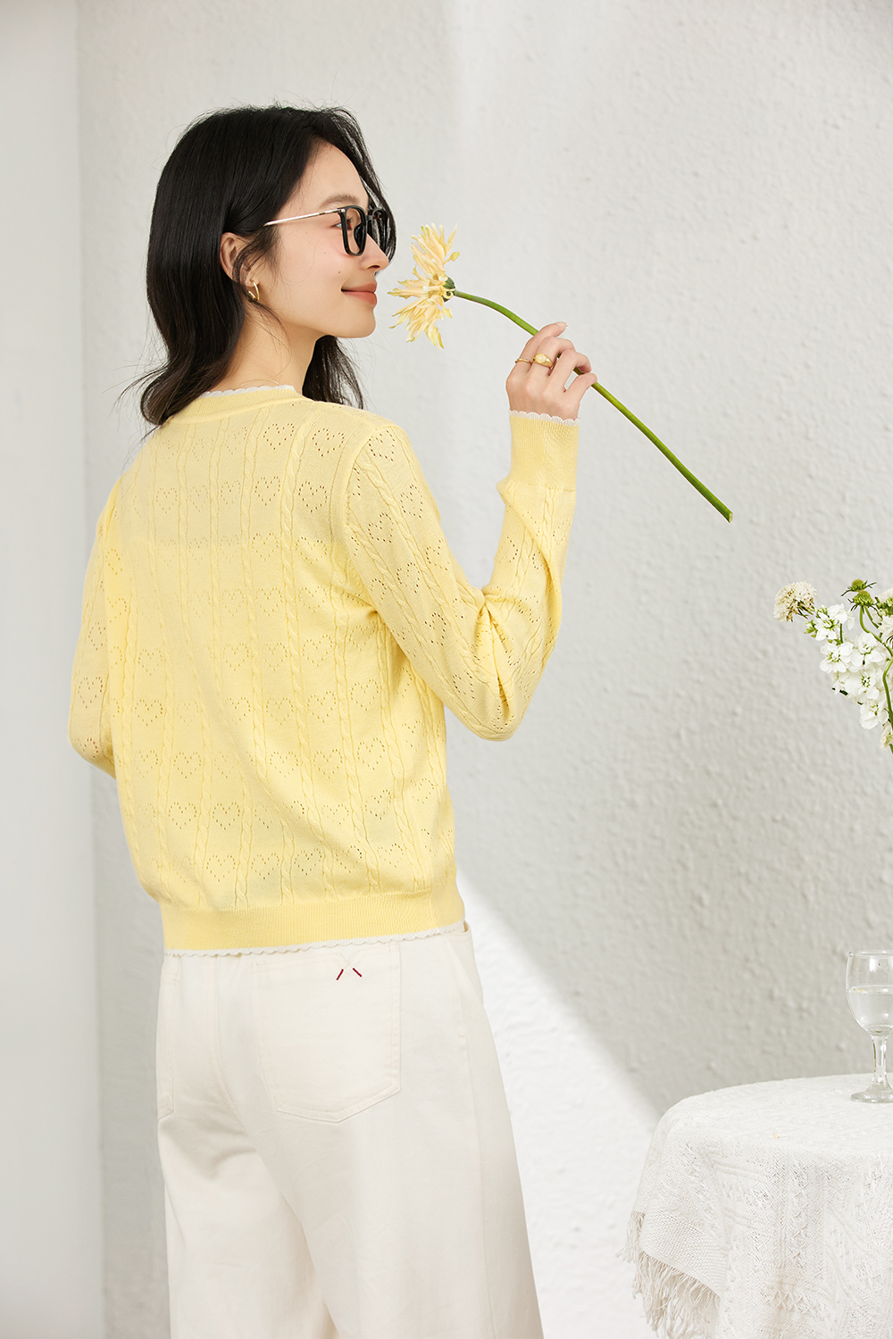 Heart Cut-Out Slim-Fit Knit Sweater-VIMLYSTORE