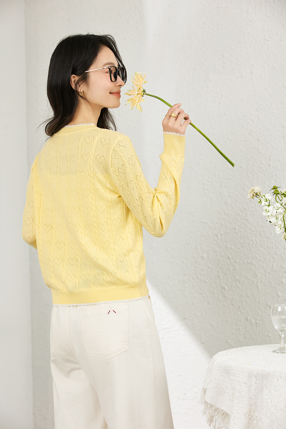 Heart Cut-Out Slim-Fit Knit Sweater-VIMLYSTORE