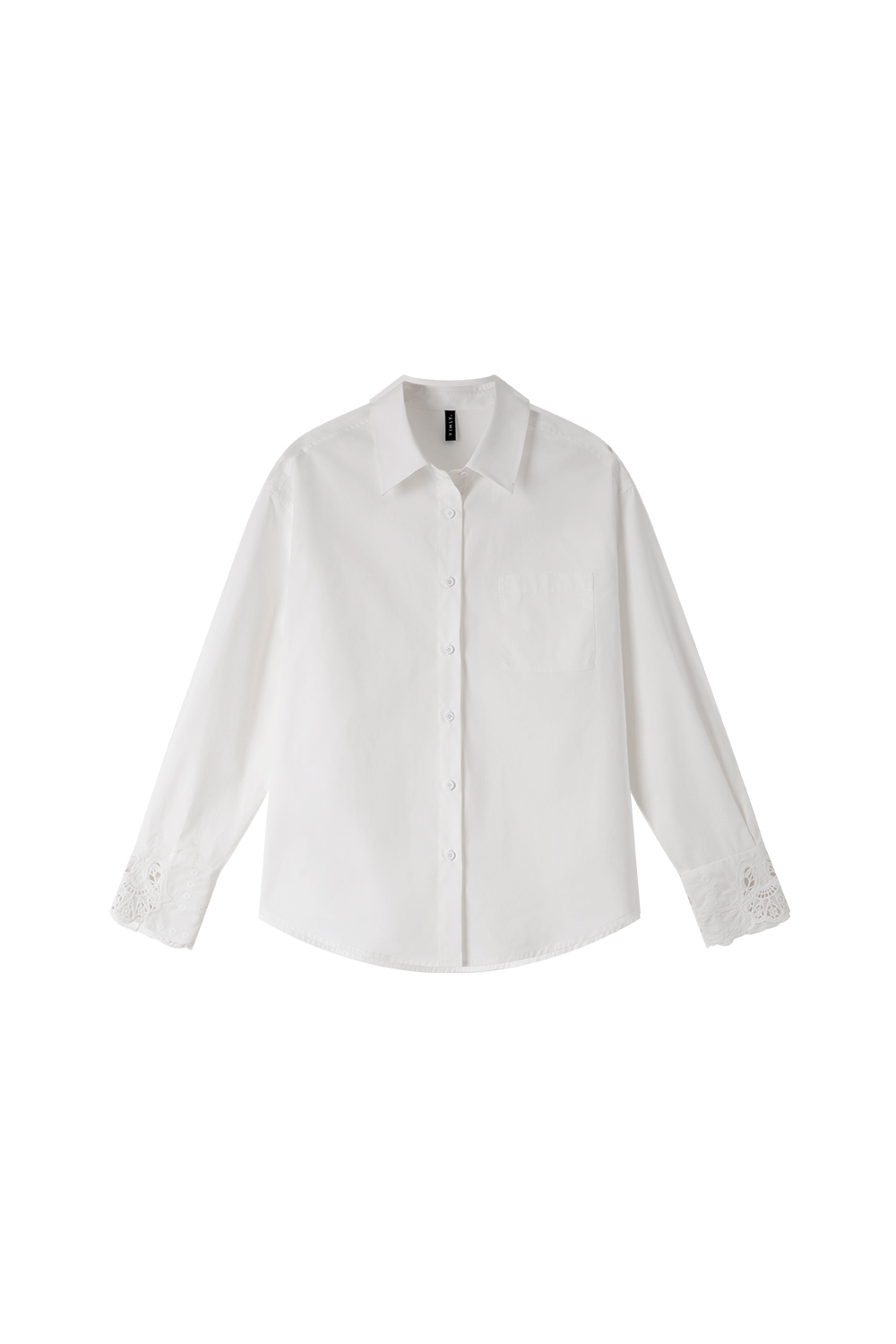 Artistic Cutwork Notch-Collar Blouse-VIMLYSTORE