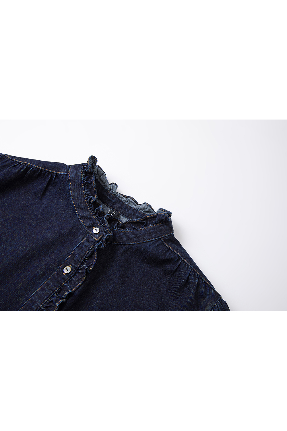 Designer Loose Stand-up Denim Long Sleeve Cotton Shirt-VIMLYSTORE