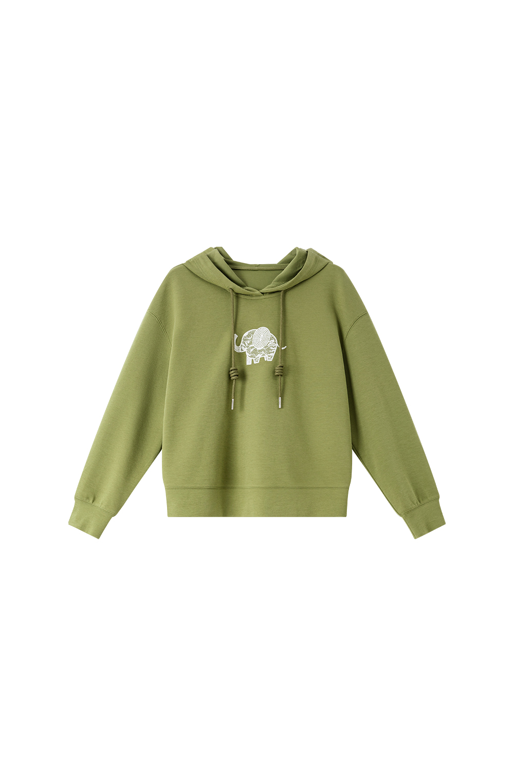 Elephant Embroidered Casual Pullover Hoodie-VIMLYSTORE