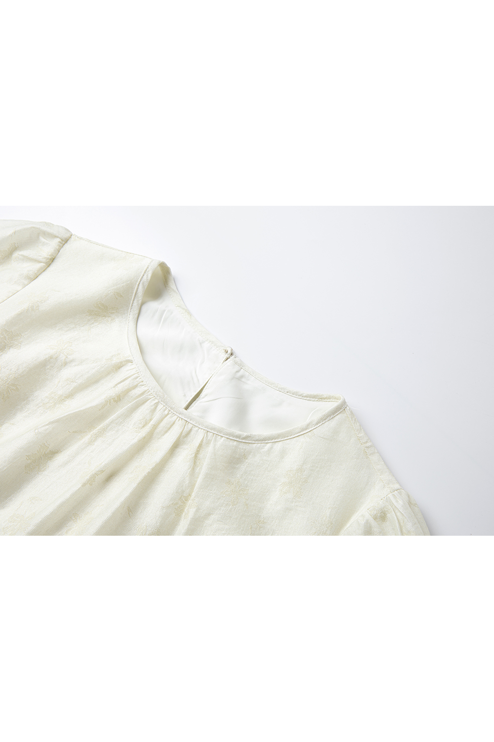 lyocell Embroidered Shift Dress with Bishop Sleeves-VIMLYSTORE