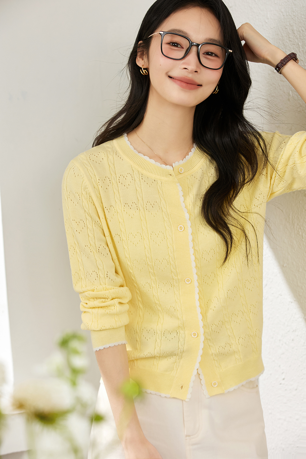 Heart Cut-Out Slim-Fit Knit Sweater-VIMLYSTORE