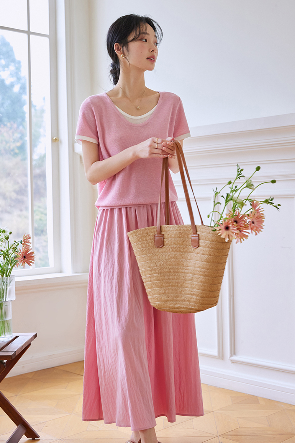 Color-blocking Casual Two-piece Set