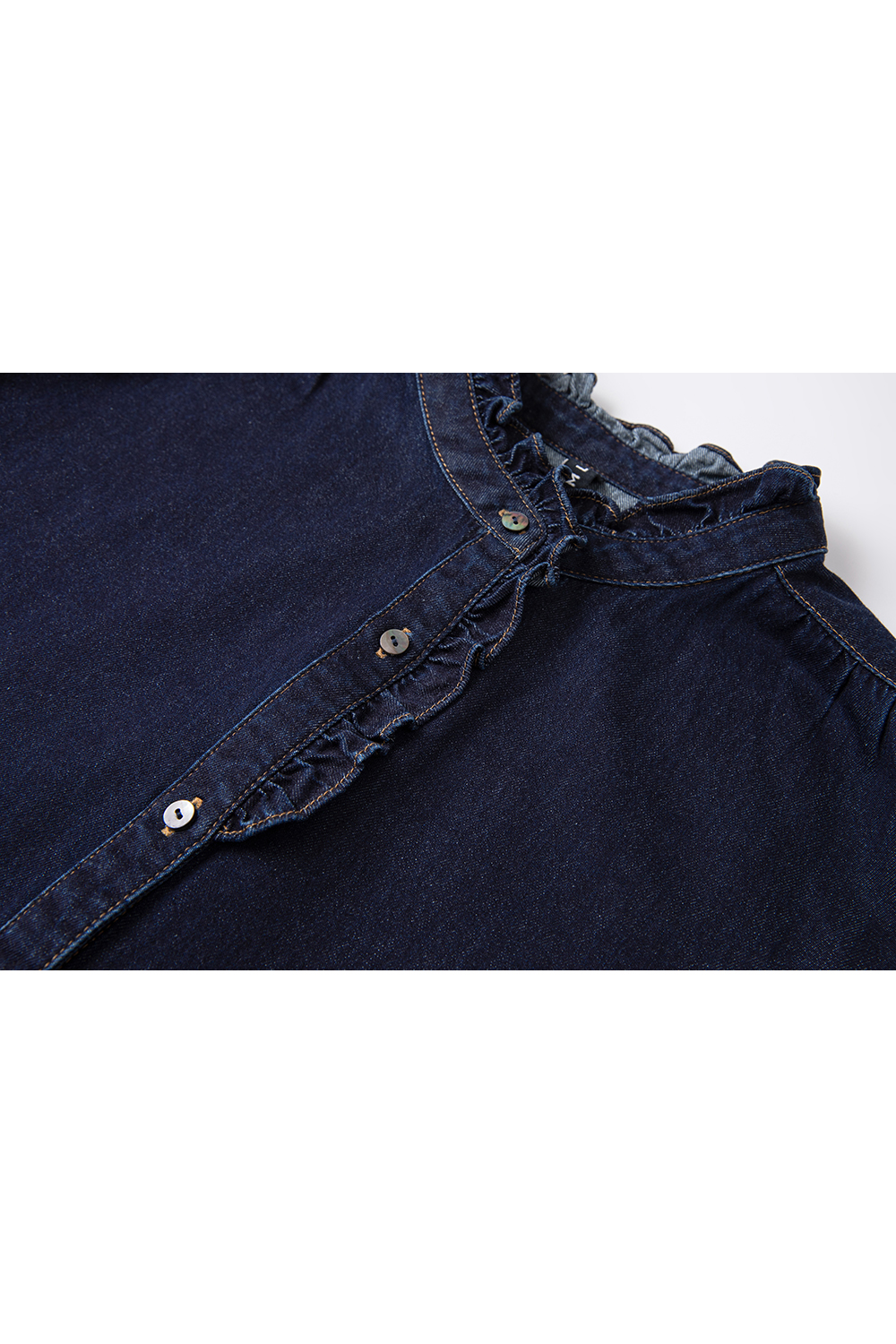 Designer Loose Stand-up Denim Long Sleeve Cotton Shirt-VIMLYSTORE