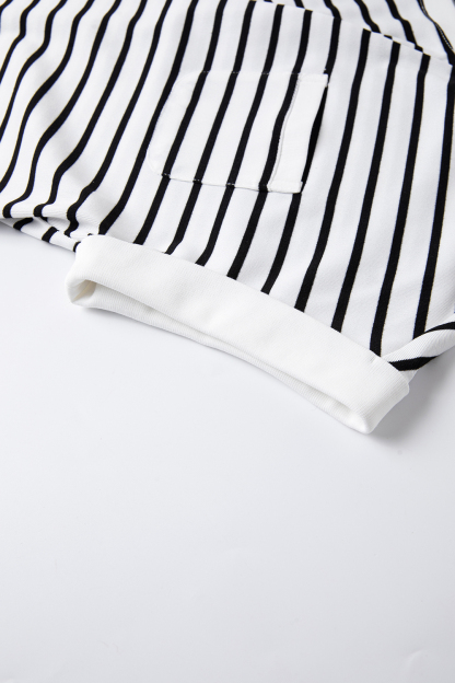 Color Block Striped Short Sleeve Round Neck T-Shirt