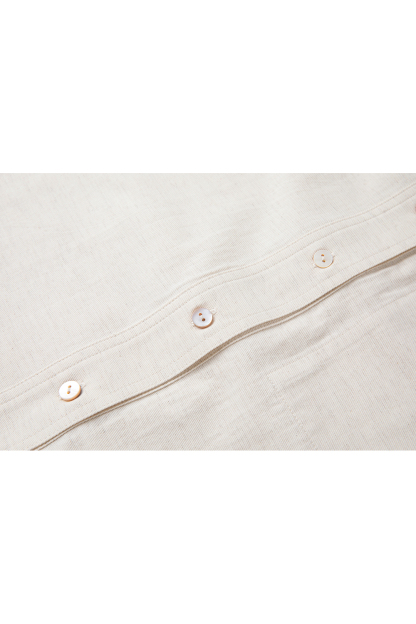 Oatmeal Oversized Shirt with Dual-Button Cuff Detail-VIMLYSTORE