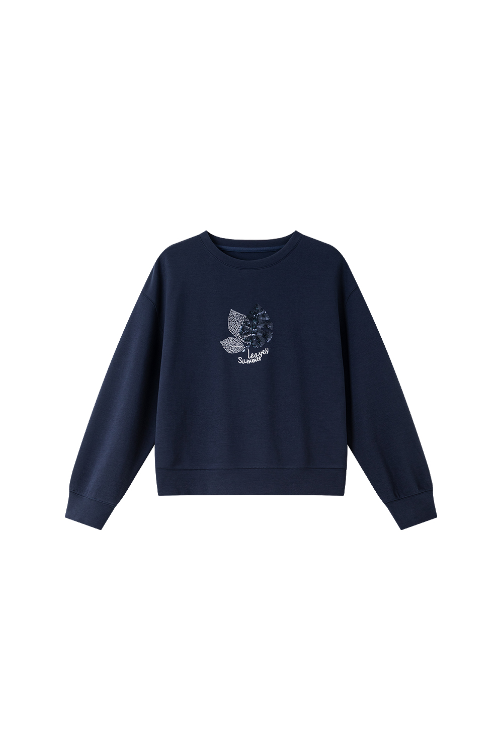 Elegant Slimming Embroidered Sequin Round Neck Long Sleeve Sweatshirt-VIMLYSTORE