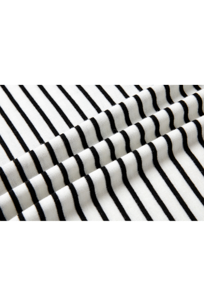 Black & White Striped Wool-Blend Relaxed Tee-VIMLYSTORE