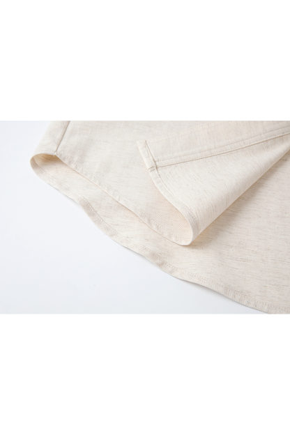 Oatmeal Oversized Shirt with Dual-Button Cuff Detail-VIMLYSTORE