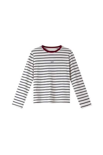Slim-Fit Contrast Sleeve Tee with Embroidered Lettering-VIMLYSTORE