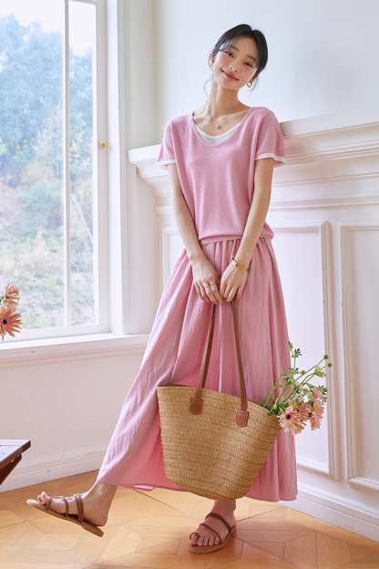 Color-blocking Casual Two-piece Set