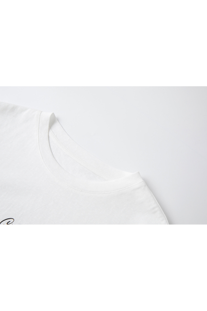 Relaxed Fit Long-Sleeve Tee with Cherub Print-VIMLYSTORE