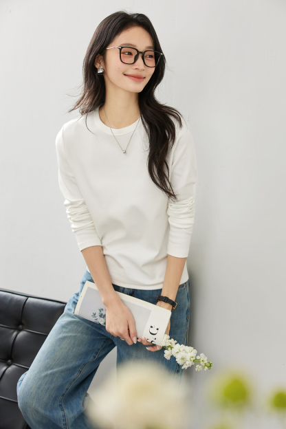 Lace-Insert Layering Tee with Pintuck Detail-VIMLYSTORE