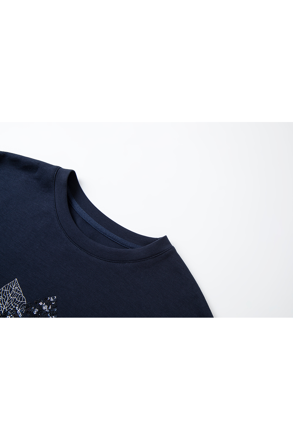 Elegant Slimming Embroidered Sequin Round Neck Long Sleeve Sweatshirt-VIMLYSTORE