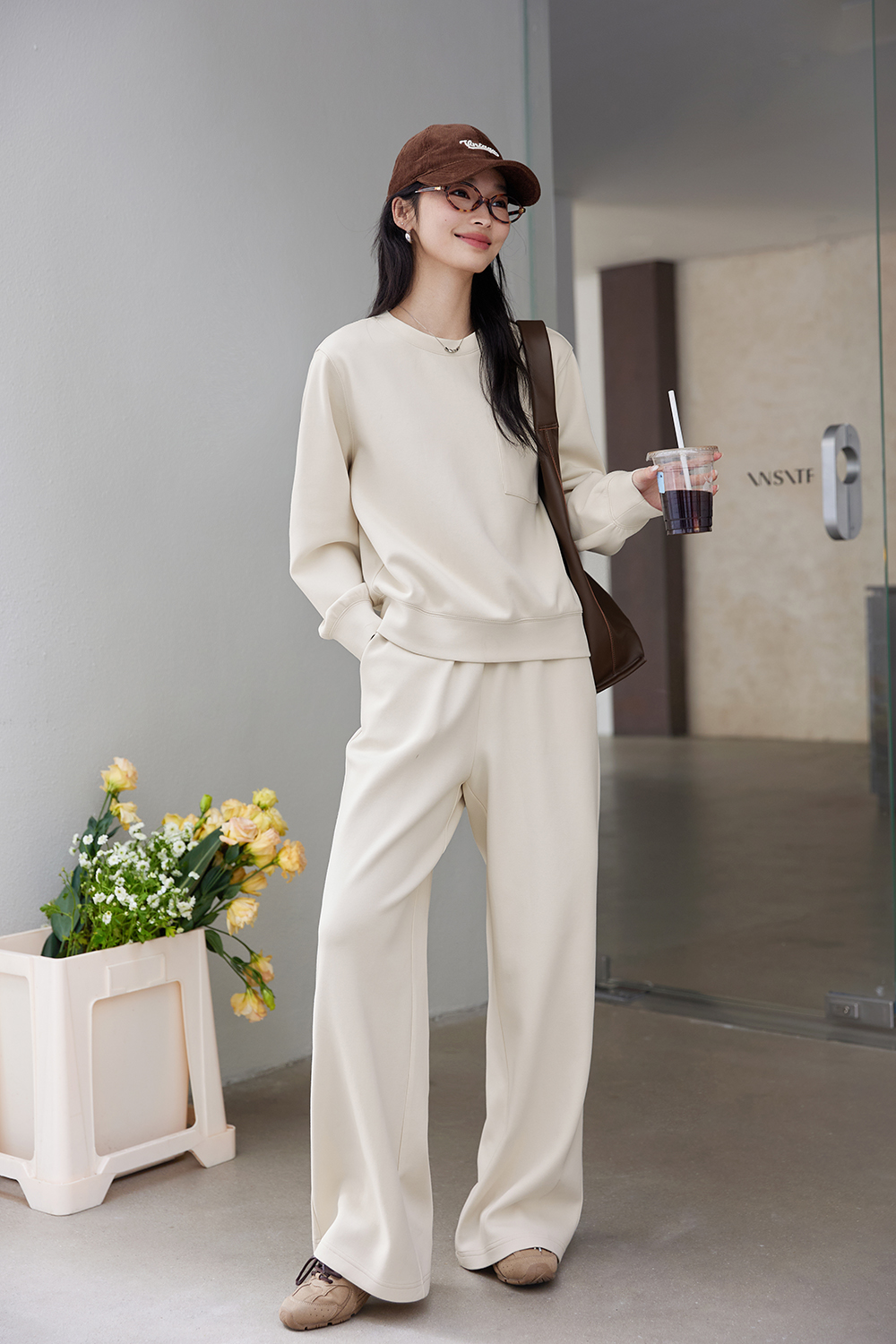 Relaxed Fit Top & High-Waist Palazzo Pants Set-VIMLYSTORE