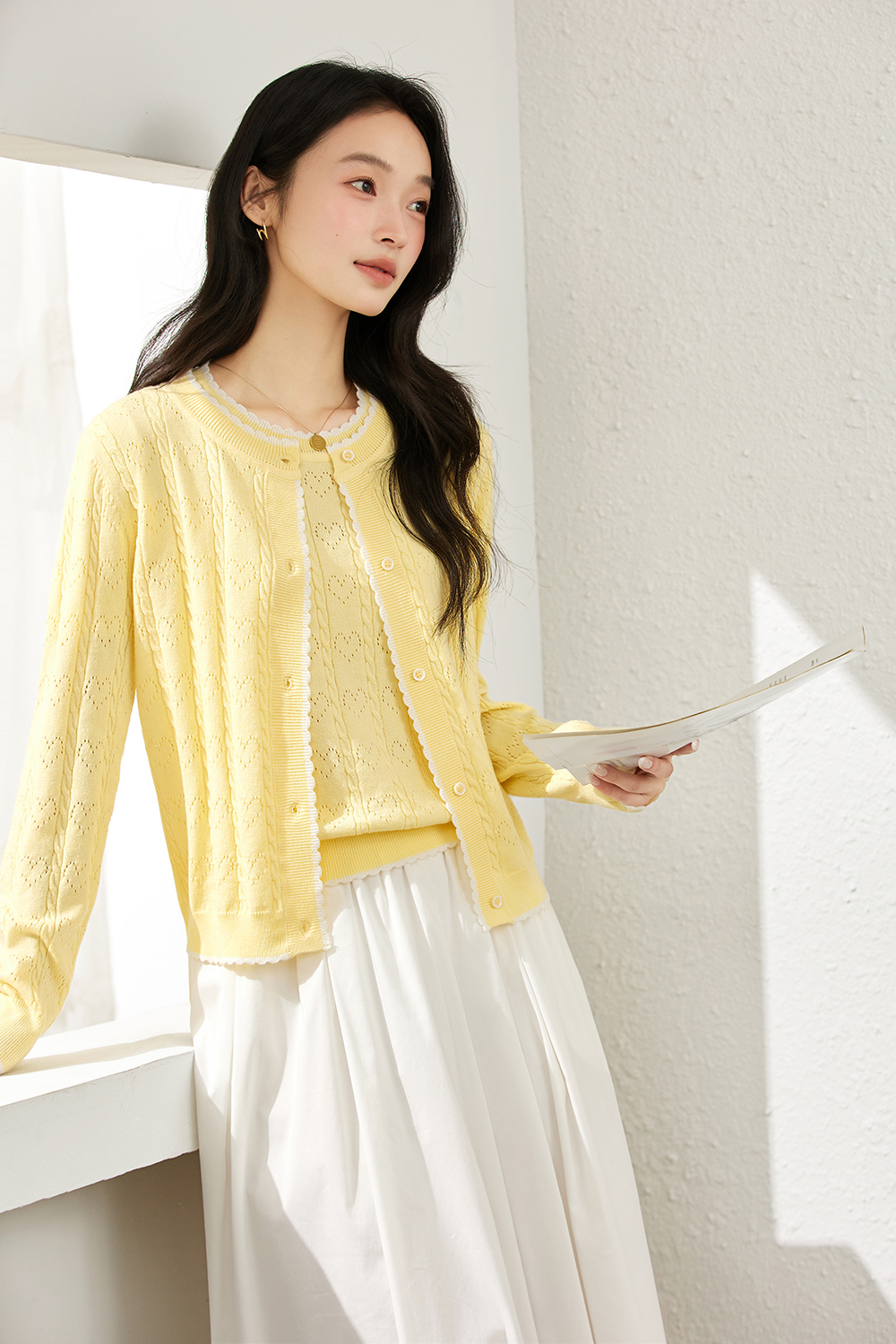 Heart Cut-Out Slim-Fit Knit Sweater-VIMLYSTORE