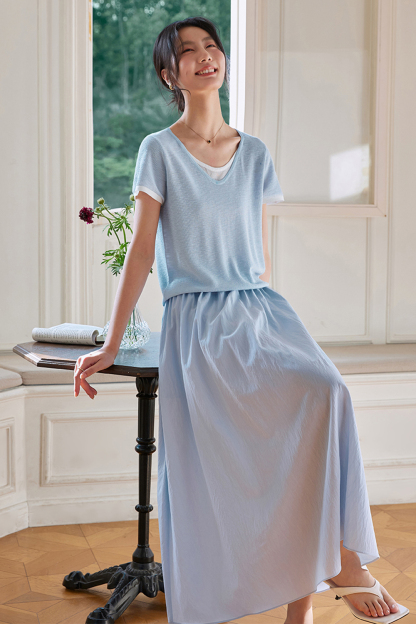 Color-blocking Casual Two-piece Set