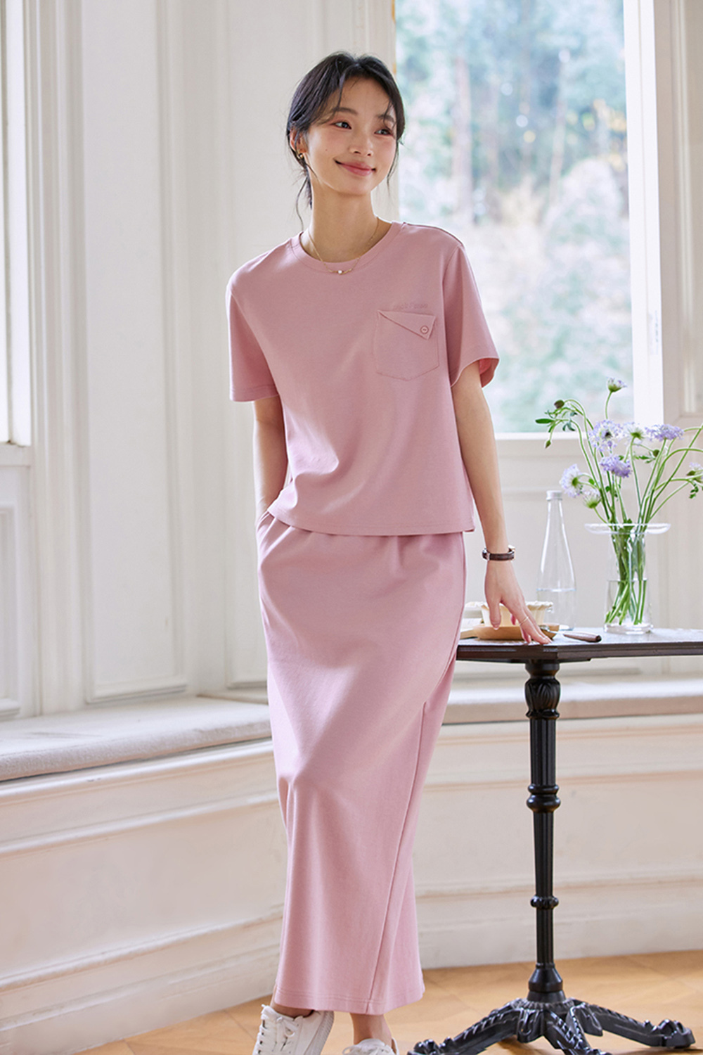 Youthful Fashion Top with Straight Skirt Set-VIMLYSTORE