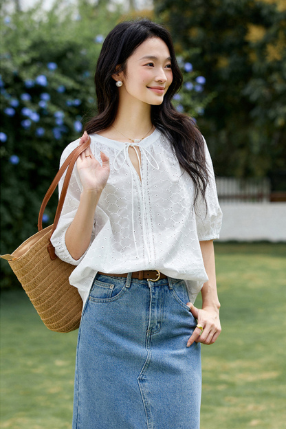 Loose Casual Cotton Short-Sleeve Round-Neck Top-VIMLYSTORE