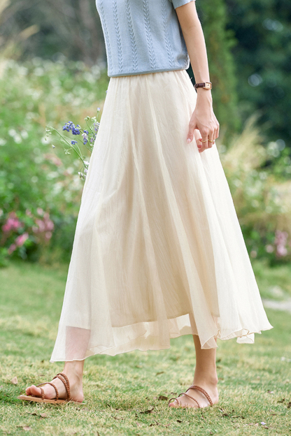 Elegant and Gentle High-Waist A-Line Flowy Maxi Dress with Draping-VIMLYSTORE