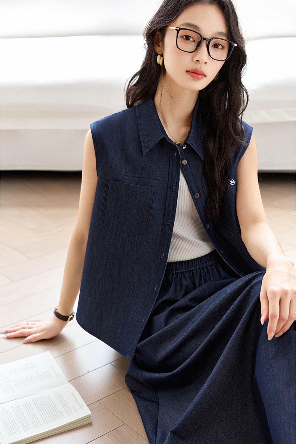 Casual & Stylish Sleeveless Top with Cardigan and Midi Skirt Set-VIMLYSTORE