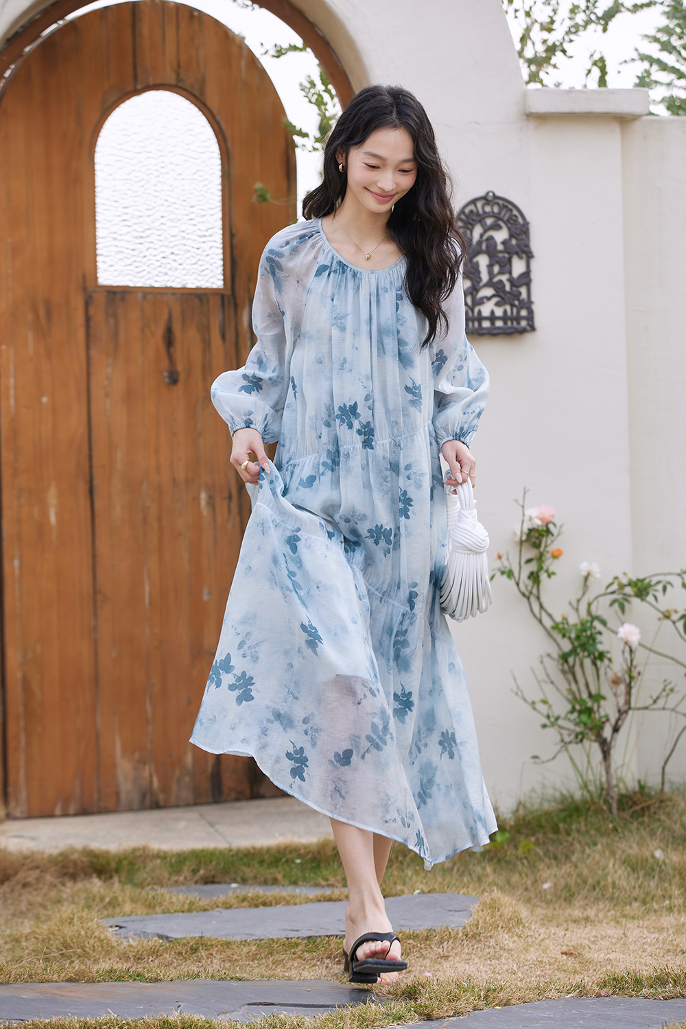 French High-End Chiffon Floral Elegant A-Line Fairy Dress