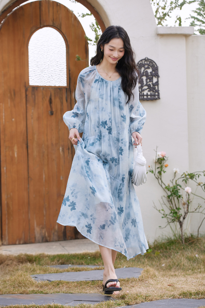 French High-End Chiffon Floral Elegant A-Line Fairy Dress