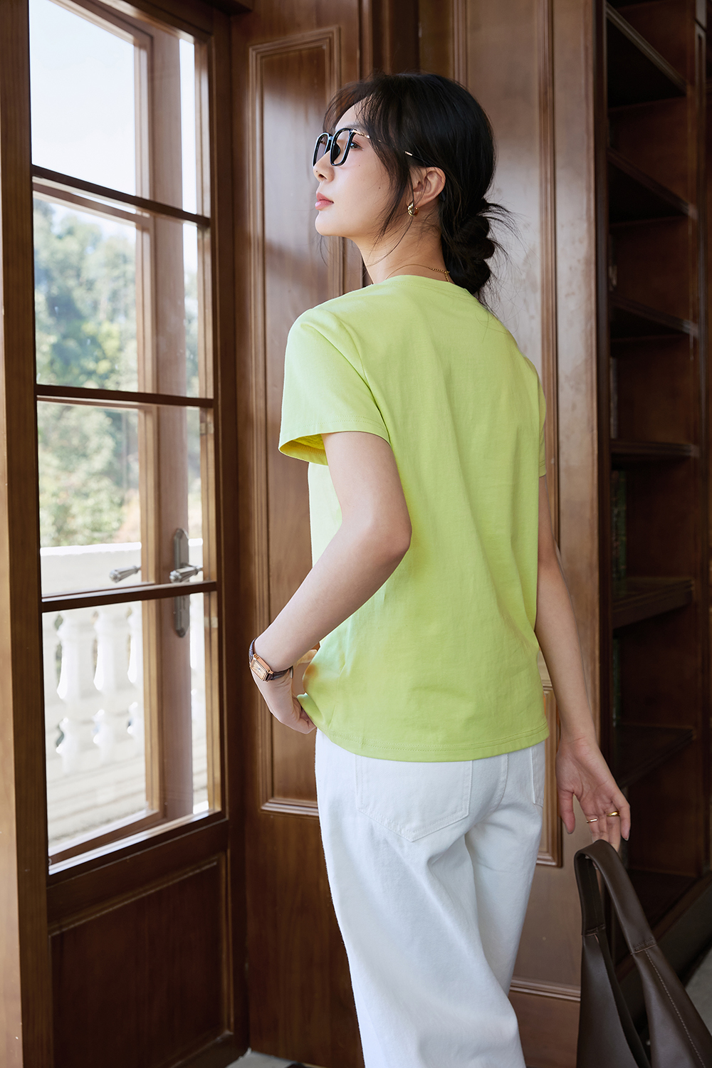 Dopamine Solid Color Casual Versatile V-Neck Loose Top-VIMLYSTORE