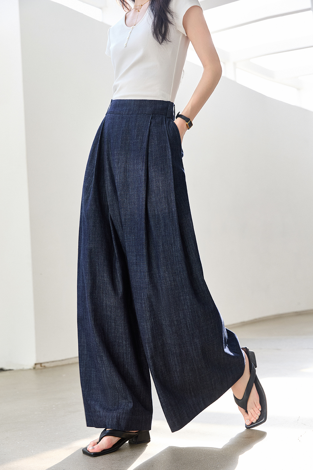 Relaxed Retro High Waist Loose Slimming Wide Leg Jeans-VIMLYSTORE