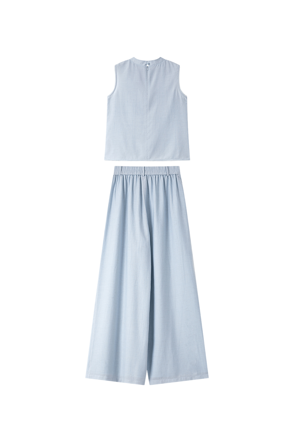 Modern-Chinese Stand-Collar Top & Slimming Wide-Leg Pants Set-VIMLYSTORE