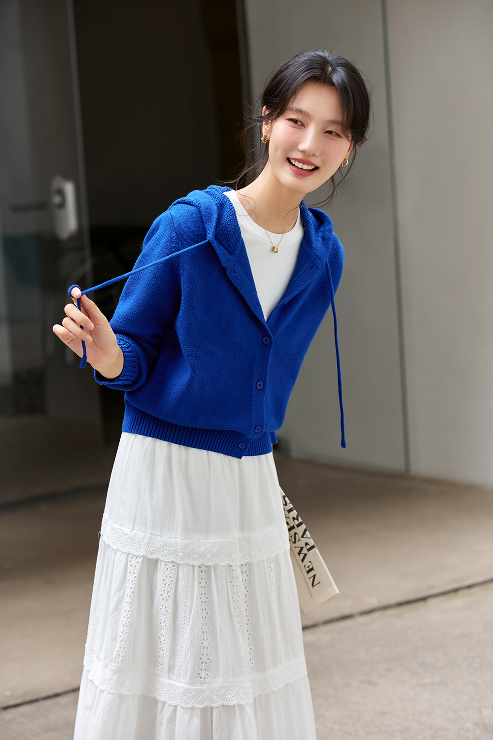 Hooded knitted cardigan coat-VIMLYSTORE