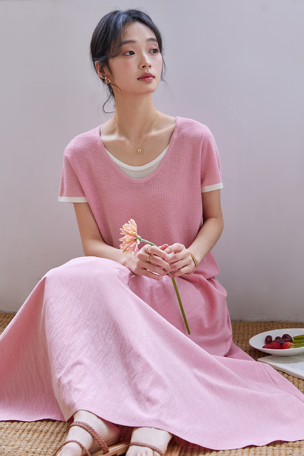 Color-blocking Casual Two-piece Set