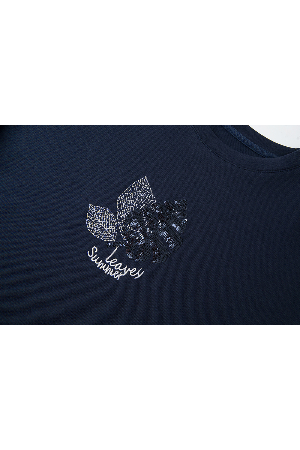 Elegant Slimming Embroidered Sequin Round Neck Long Sleeve Sweatshirt-VIMLYSTORE