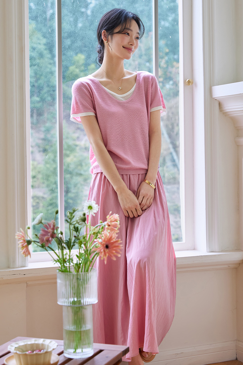 Color-blocking Casual Two-piece Set