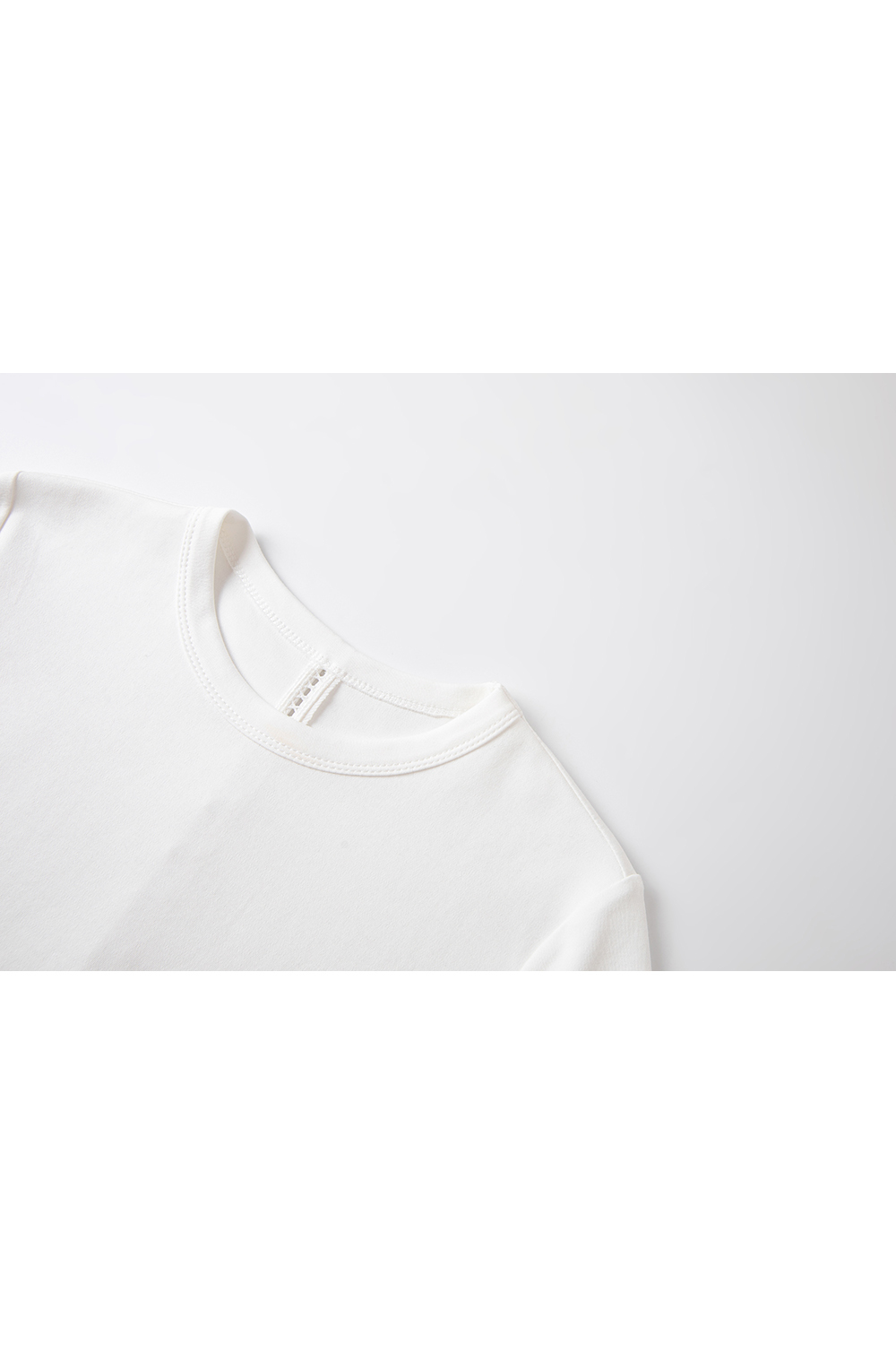 Lace-Insert Layering Tee with Pintuck Detail-VIMLYSTORE