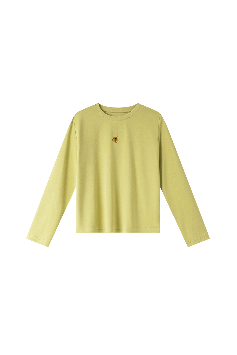 Pumpkin-Embroidered Layering Crewneck-VIMLYSTORE