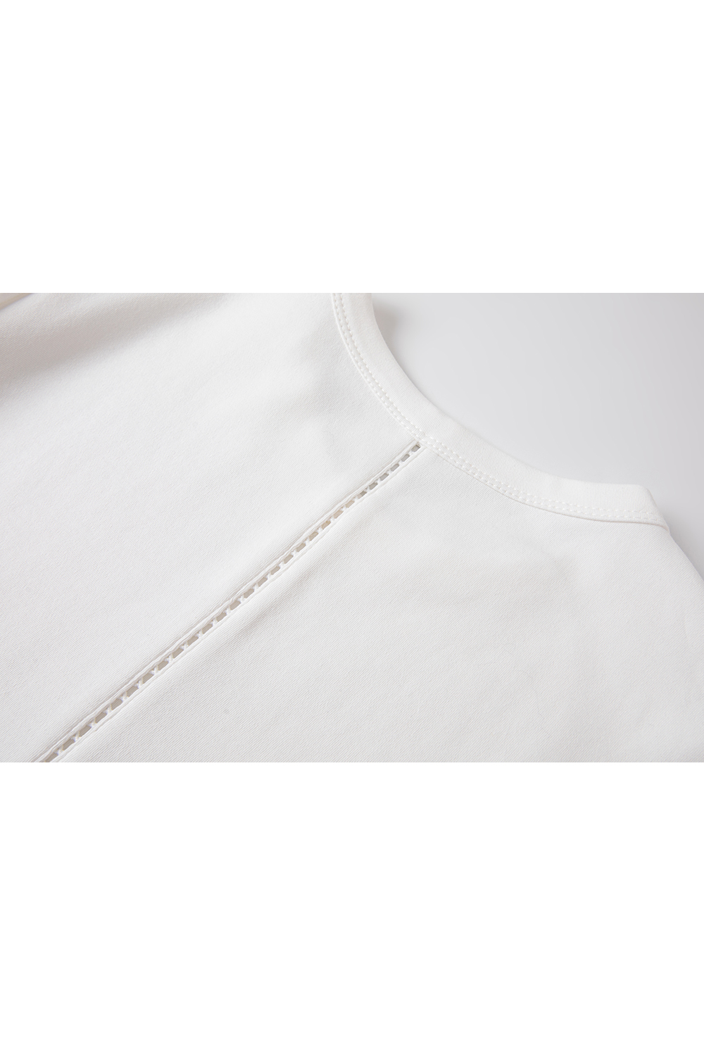 Lace-Insert Layering Tee with Pintuck Detail-VIMLYSTORE