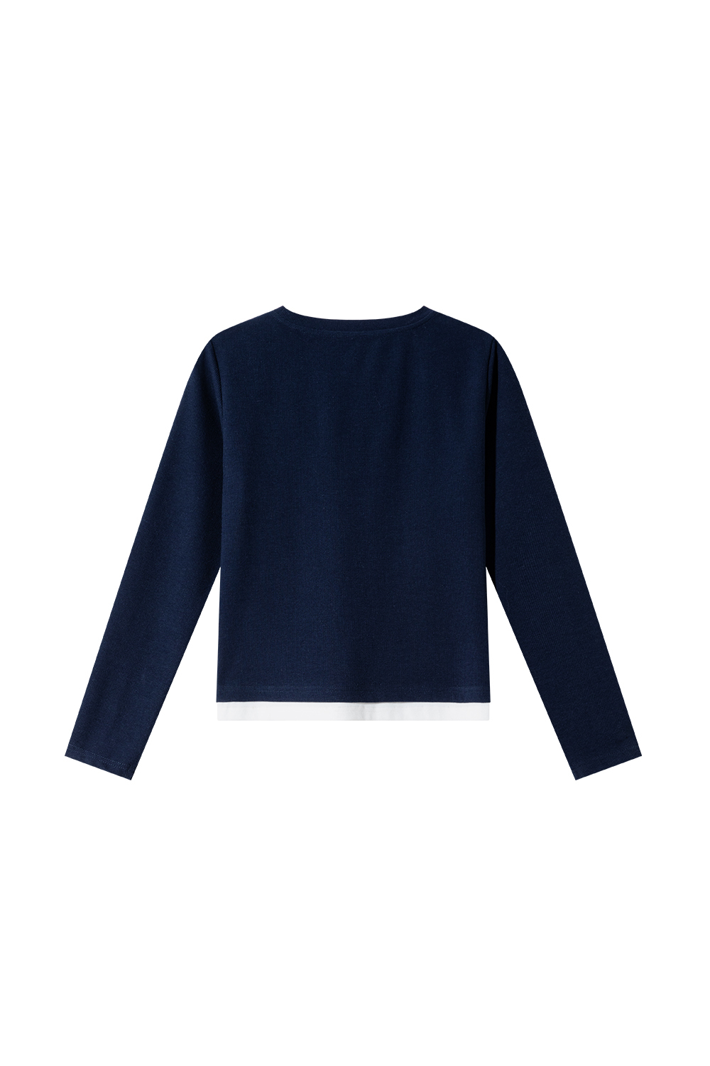 Navy Color-Block Relaxed Fit Long-Sleeve Tee-VIMLYSTORE