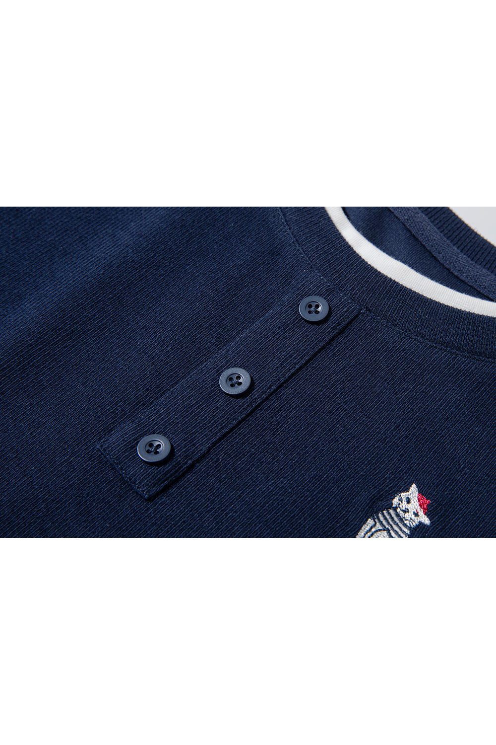 Navy Color-Block Relaxed Fit Long-Sleeve Tee-VIMLYSTORE
