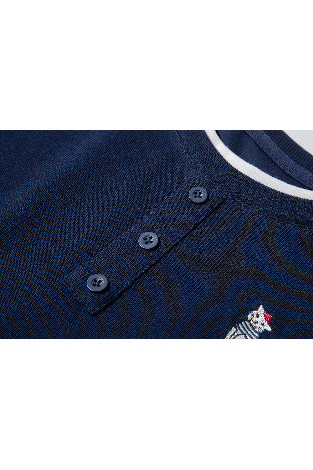 Navy Color-Block Relaxed Fit Long-Sleeve Tee-VIMLYSTORE