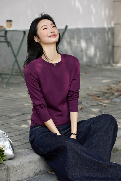 Lace-Insert Layering Tee with Pintuck Detail-VIMLYSTORE