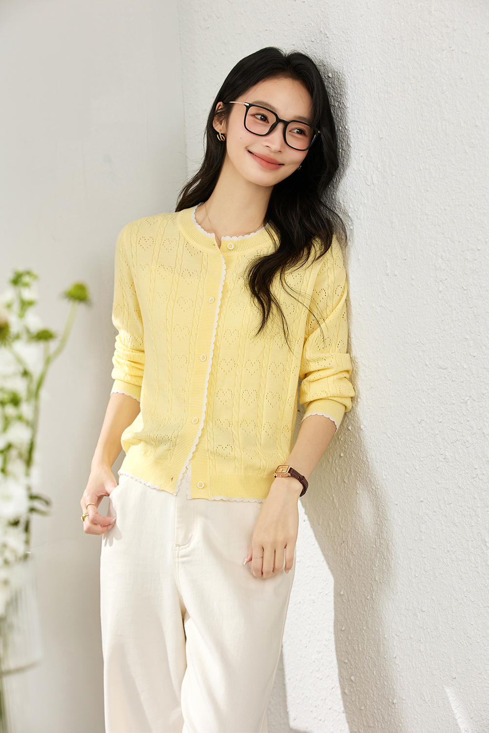 Heart Cut-Out Slim-Fit Knit Sweater-VIMLYSTORE