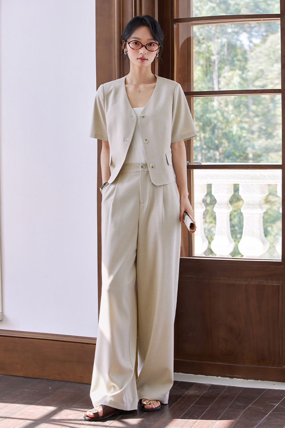 Minimalist High-Waist Office Suit Two-Piece Set-VIMLYSTORE