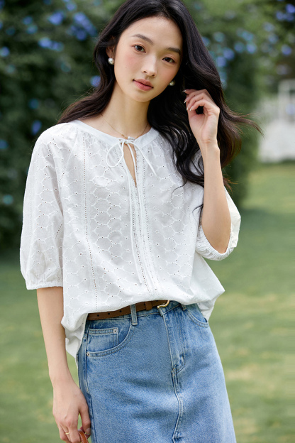Loose Casual Cotton Short-Sleeve Round-Neck Top-VIMLYSTORE