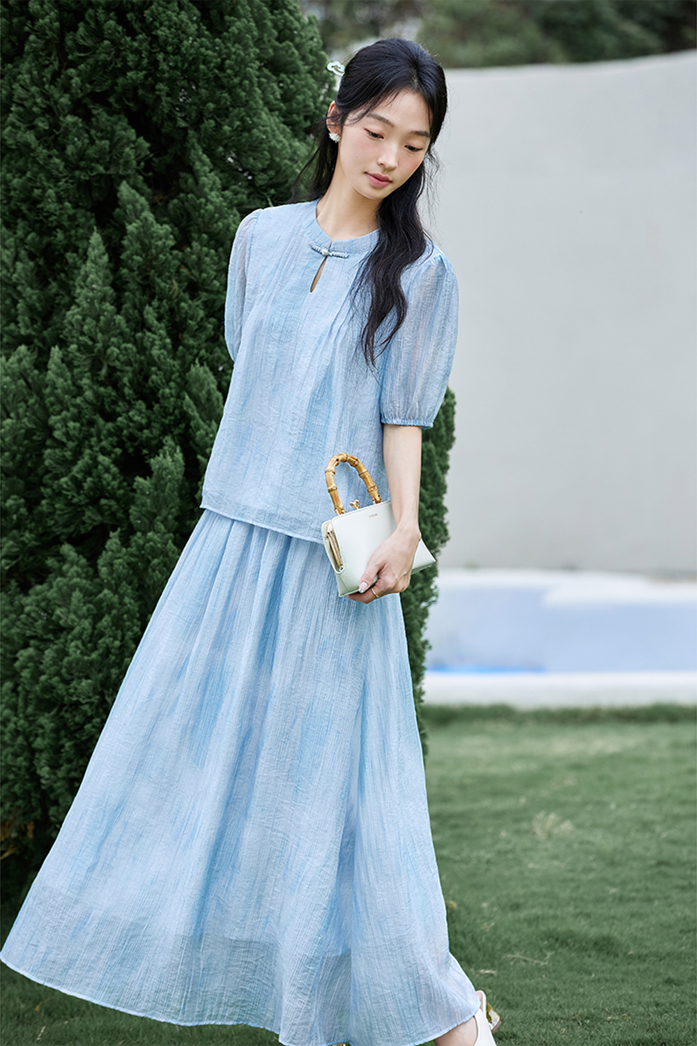 New Chinese Style Feminine Lyocell Suit Set