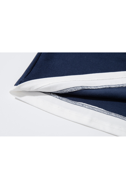 Navy Color-Block Relaxed Fit Long-Sleeve Tee-VIMLYSTORE