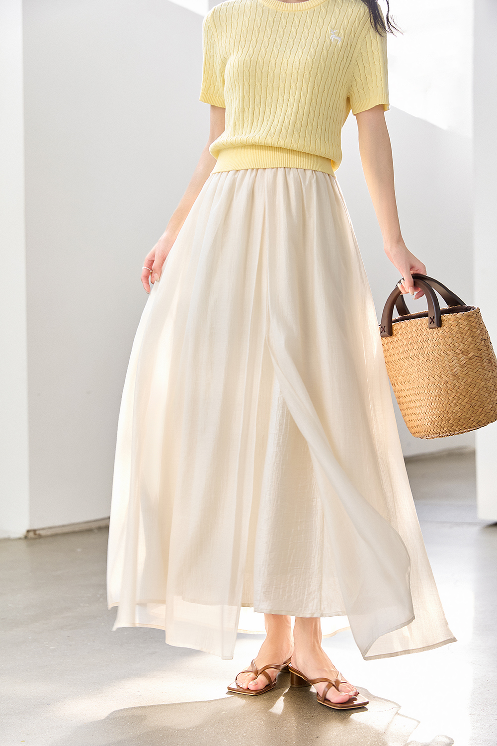Lyocell High-Slit A-Line Skirt with Flowy Slimming Silhouette-VIMLYSTORE